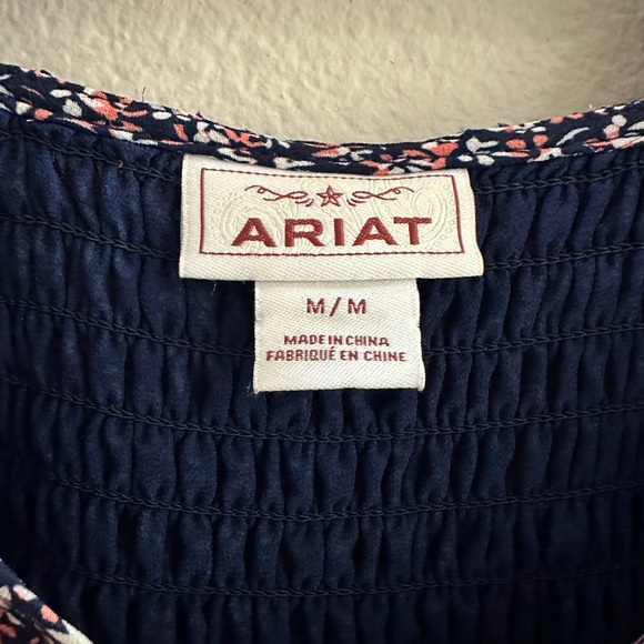 Ariat Navy and Pink Floral Blouse - Picture 5 of 5
